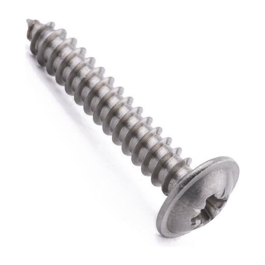 Flange head self-tapping screw with Pozi drive, A2 (304) stainless steel