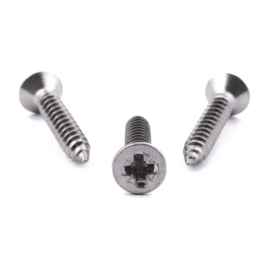 Countersunk self-tapping screw with Pozi drive, stainless steel