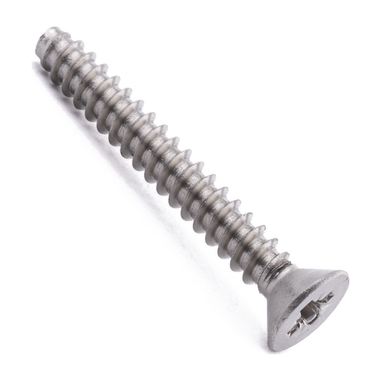 Countersunk self-tapping screw, Pozi drive, blunt point, stainless steel