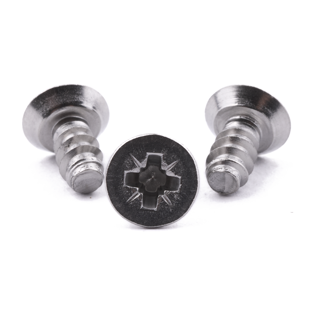 Countersunk truncated self-tapping screw with Pozi drive, A2 (304) stainless steel