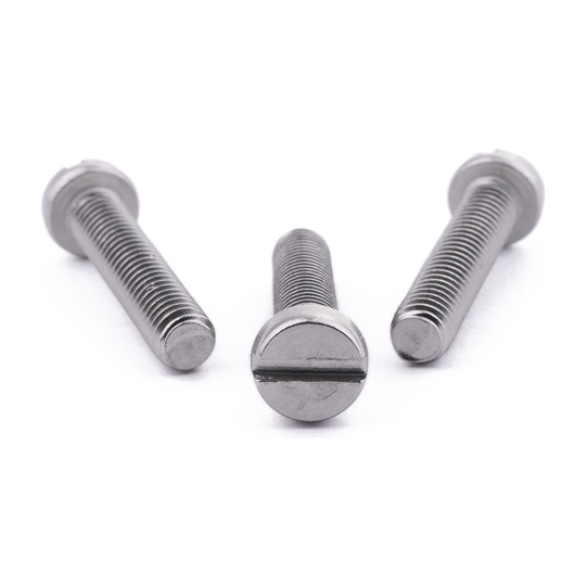 Cheese head machine screw with slotted drive, stainless steel