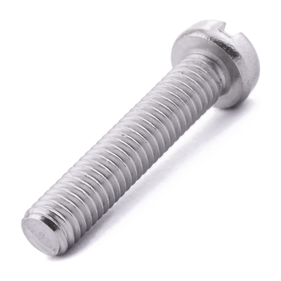 Cheese head machine screw with slotted drive, stainless steel