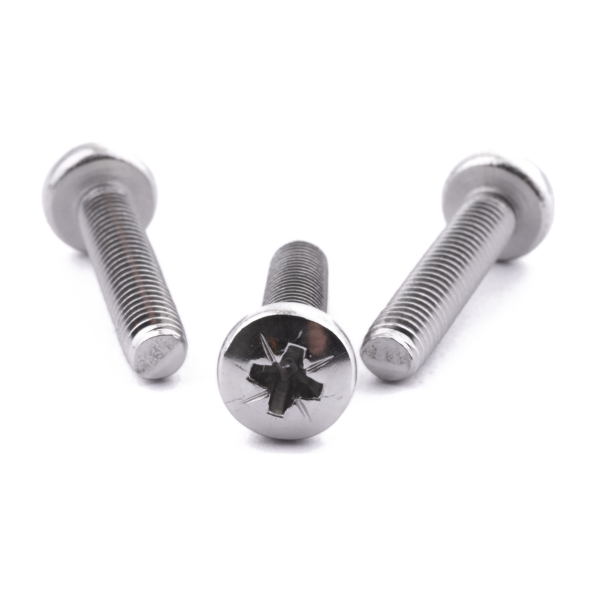 Pan head machine screw with Pozi drive, stainless steel