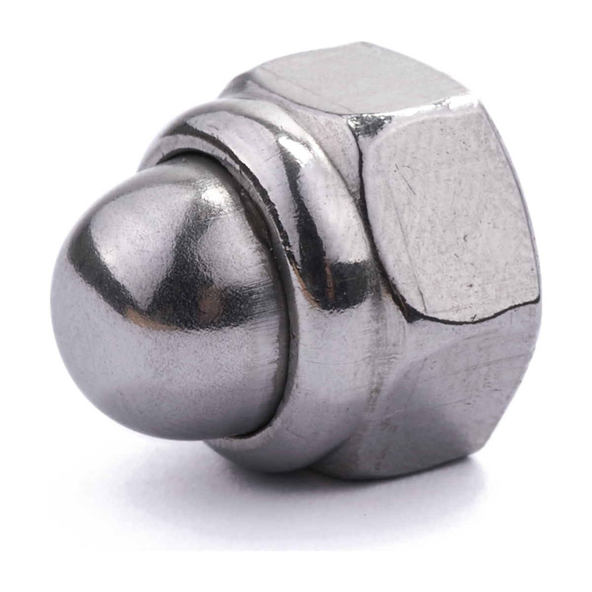 Domed nylon insert nut, DIN 986, A2 (304) stainless steel