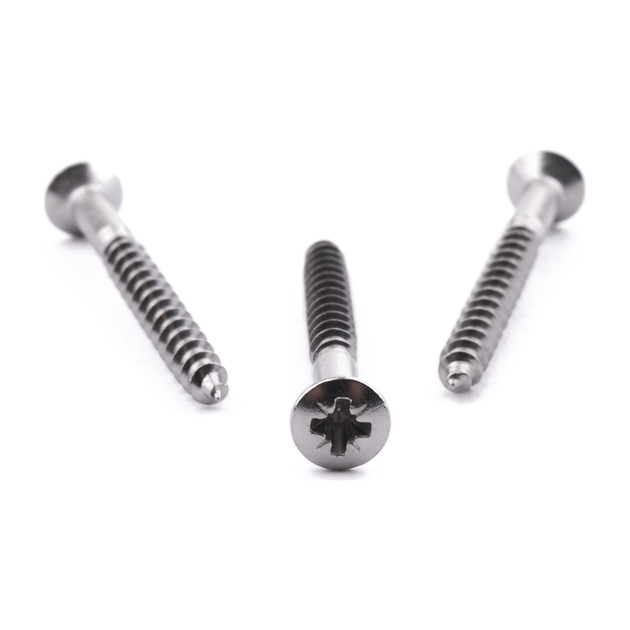 Raised countersunk woodscrew with Pozi drive, DIN 7995, A2 (304) stainless steel