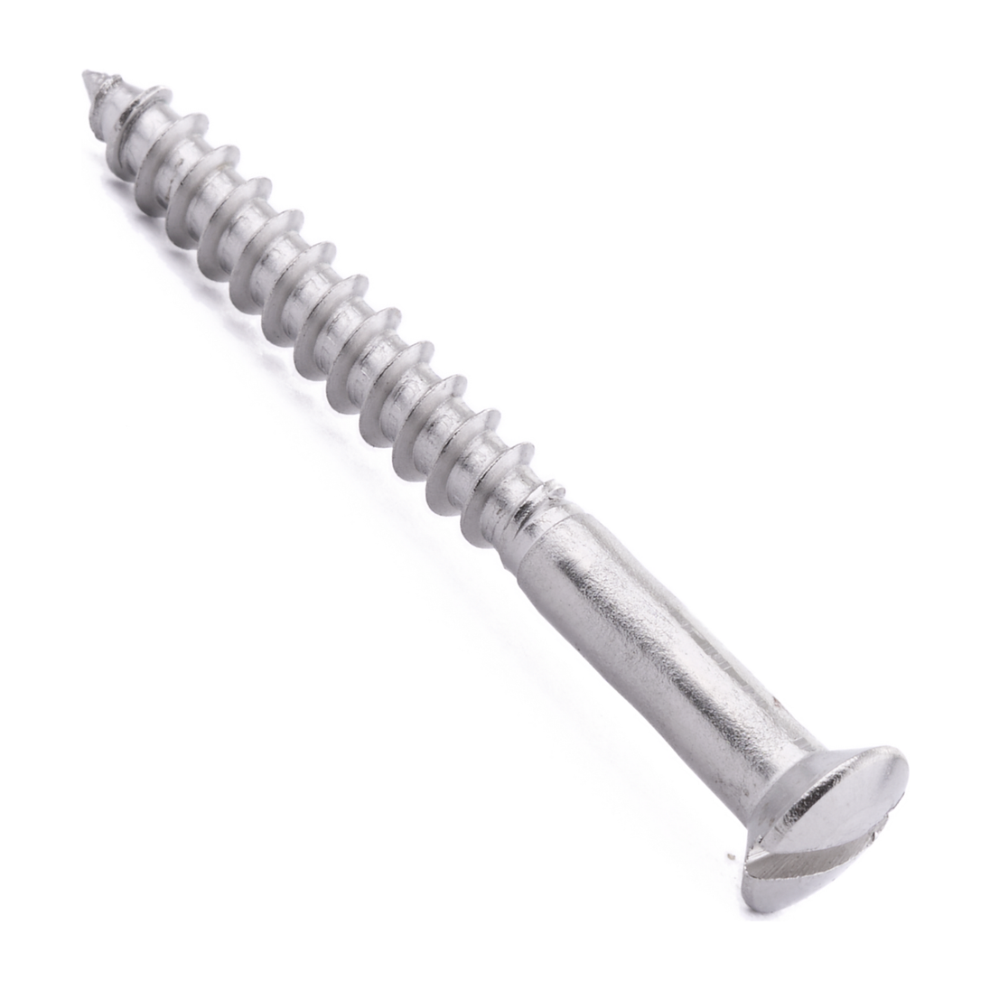 Raised countersunk woodscrew with slotted drive, DIN 95, A2 (304) stainless steel