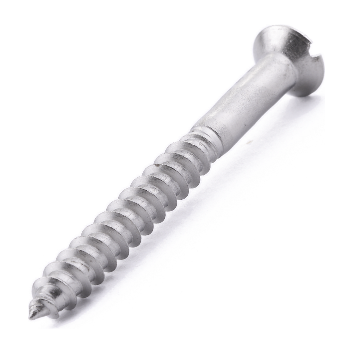 Raised countersunk woodscrew with slotted drive, DIN 95, A2 (304) stainless steel