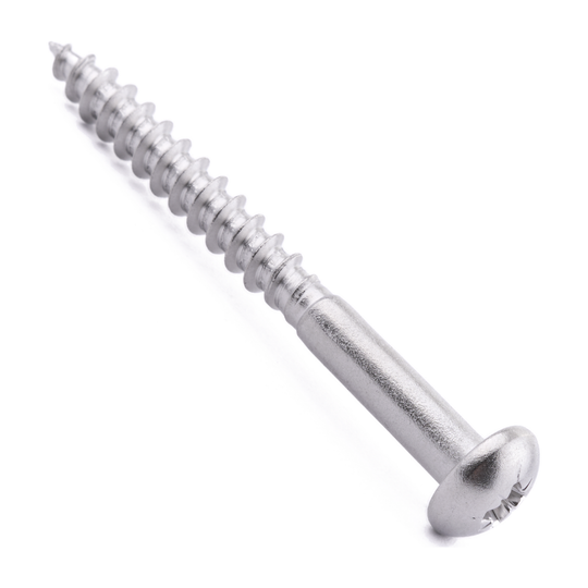 Round head woodscrew with Pozi drive, DIN 7996, A2 (304) stainless steel