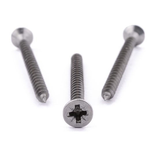 Countersunk chipboard screw with Pozi drive, stainless steel