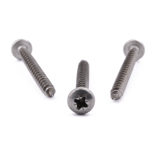 Pan head chipboard screw with Pozi drive, stainless steel