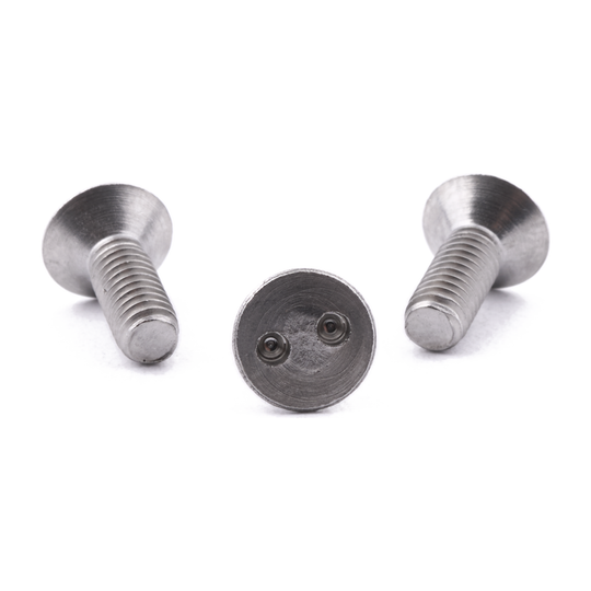 Countersunk two-hole security screw, stainless steel