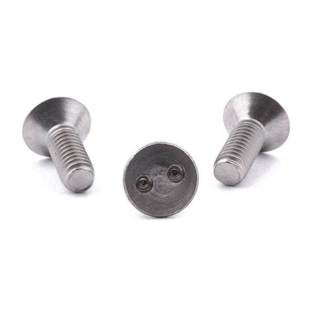 Countersunk two-hole security screw, stainless steel