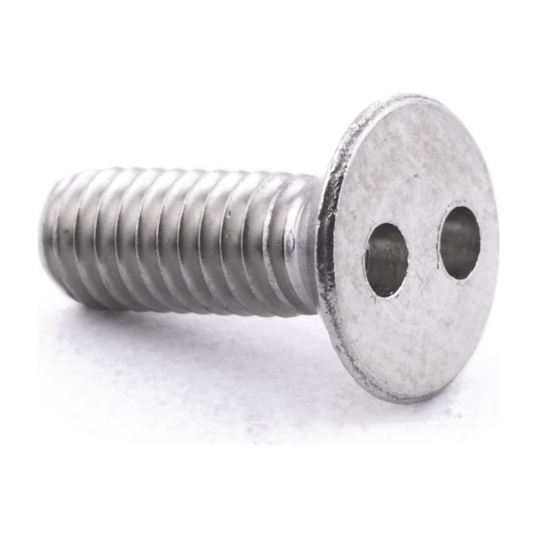 Countersunk two-hole security screw, stainless steel