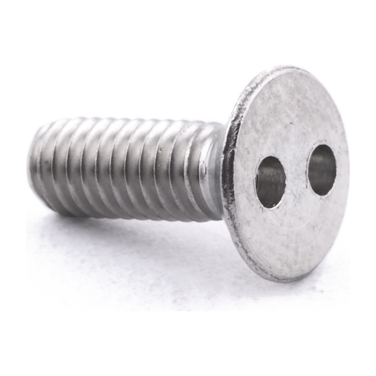 Countersunk two-hole security screw, stainless steel