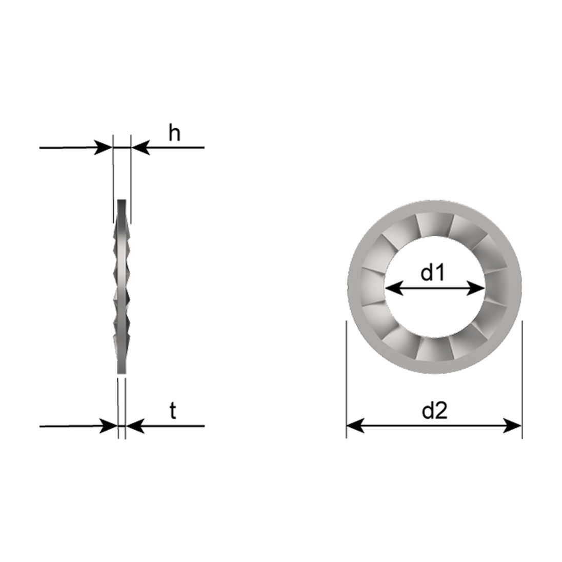 M6 Internal Tooth Washer DIN 6798-J A2 Stainless Steel