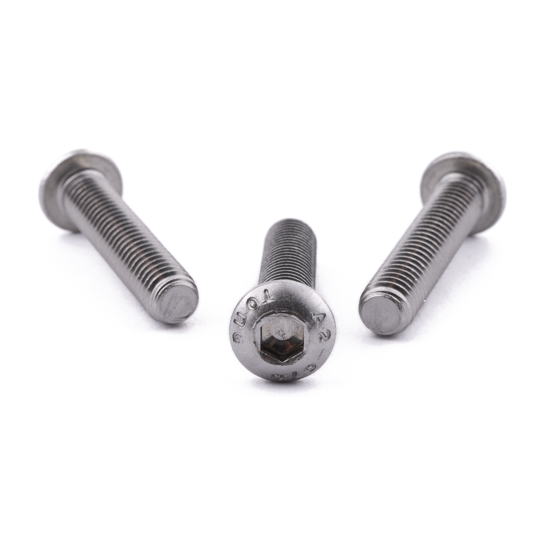 Button head screw with hex socket drive, stainless steel