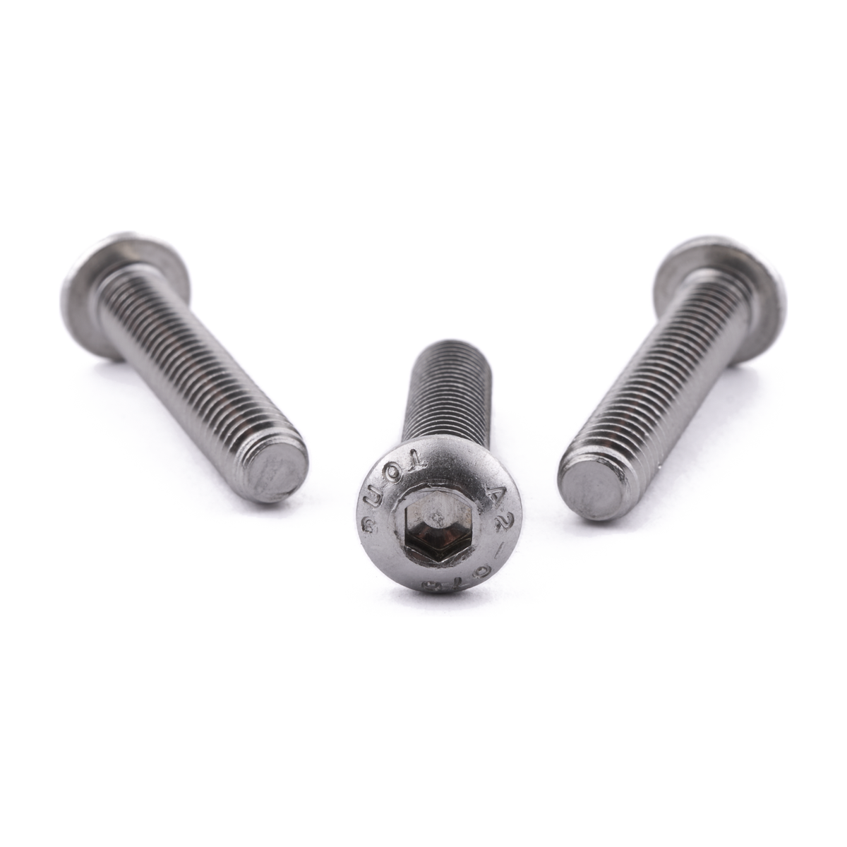 Button head screw with hex socket drive, stainless steel