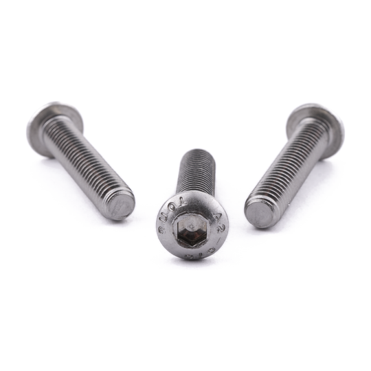 Button head screw with hex socket drive, stainless steel
