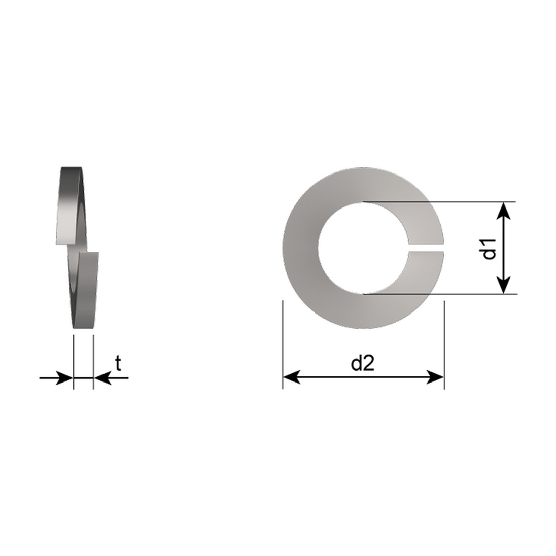 Rectangular section spring washer, stainless steel