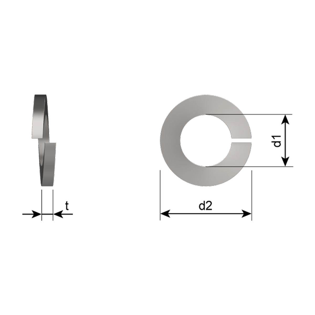 Rectangular section spring washer, stainless steel