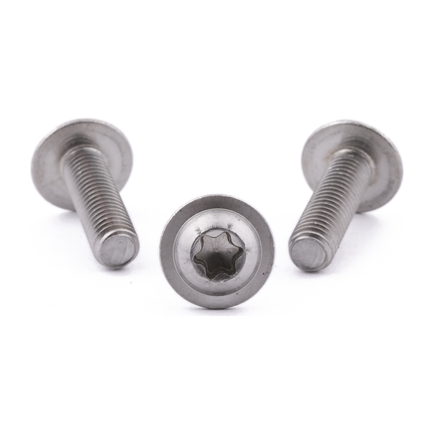 Flanged button head screw with six lobe drive, stainless steel