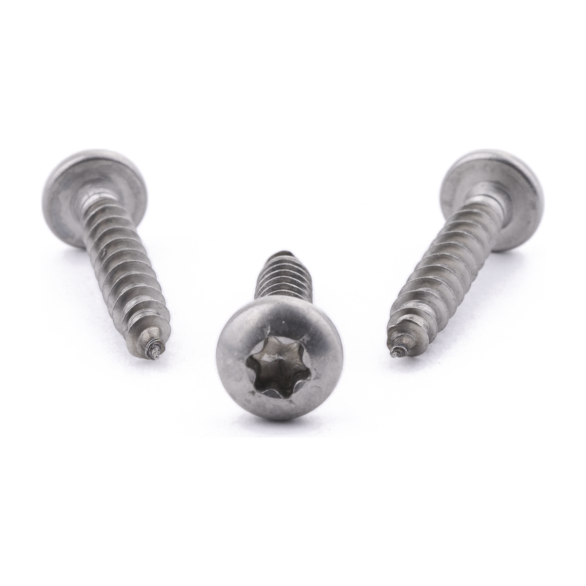 Pan head chipboard screw with six lobe drive, stainless steel