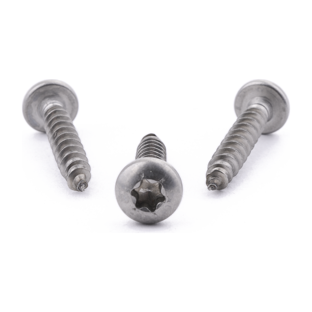 Pan head chipboard screw with six lobe drive, stainless steel