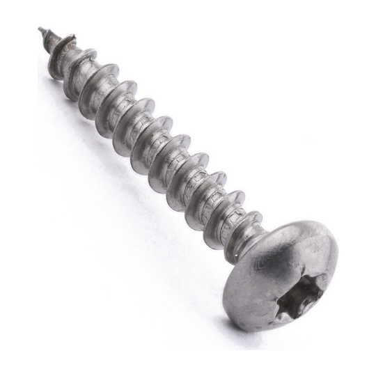 Pan head chipboard screw with six lobe drive, stainless steel