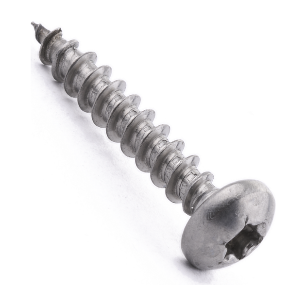 Pan head chipboard screw with six lobe drive, stainless steel