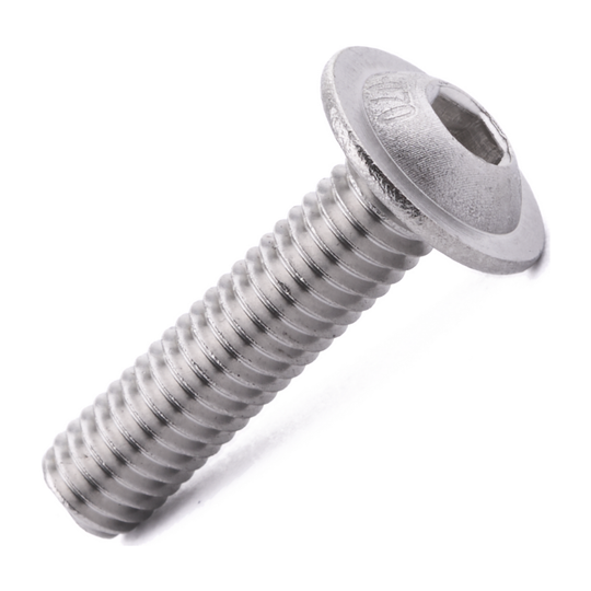 Flanged button head screw with hex socket drive, stainless steel