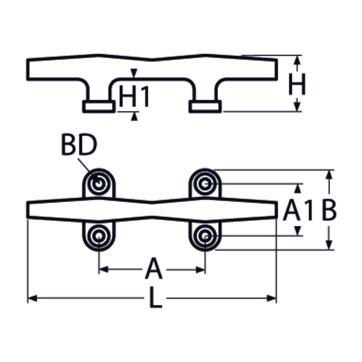 125mm Hollow Base Cleat Four A4 Stainless Steel