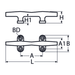 Hollow base cleat, four hole, A4 (316) stainless steel