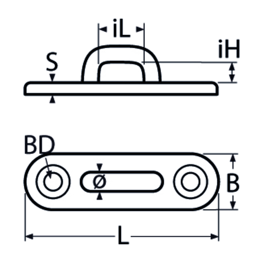 75 X 16 Pad Eye Oblong Base A4 Stainless Steel