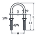 M8 X 100 U-Bolt with Nut, Plate and Washer A2 Stainless Steel