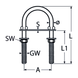 M8 X 100 U-Bolt with Nut, Plate and Washer A2 Stainless Steel