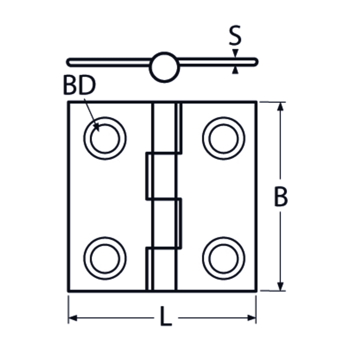 50 X 50 Button Hinge A4 Stainless Steel