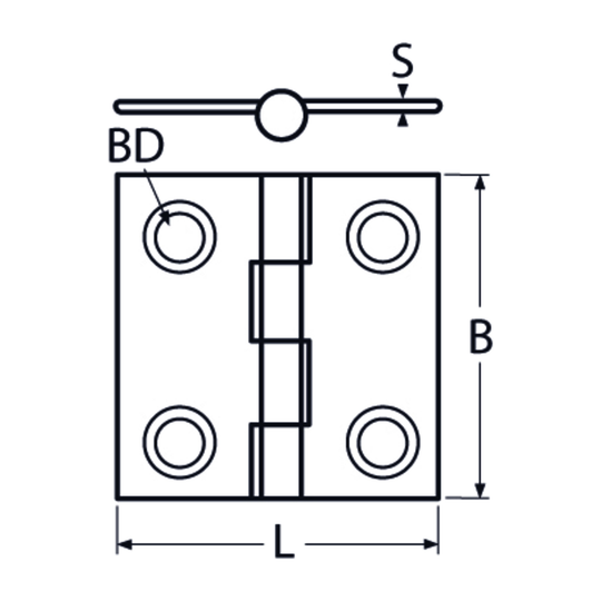 50 X 50 Button Hinge A4 Stainless Steel