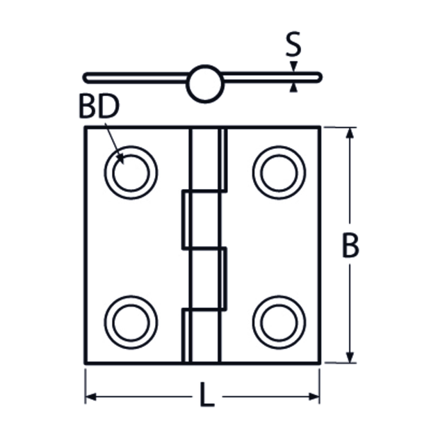50 X 50 Button Hinge A4 Stainless Steel