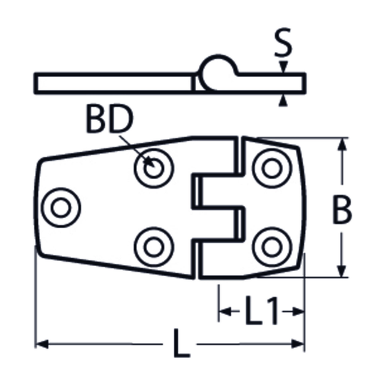 56 X 38 Door Hinge A4 Stainless Steel