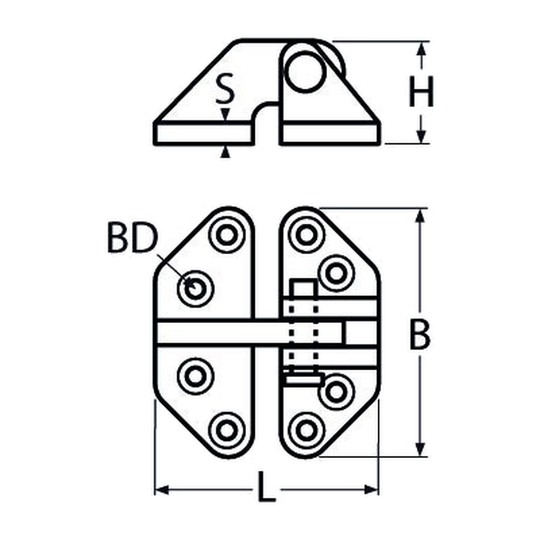 74 X 65 Hatch Hinge Standard A4 Stainless Steel