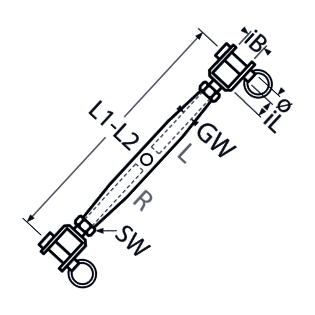 M8 Turnbuckle A4 Stainless Steel