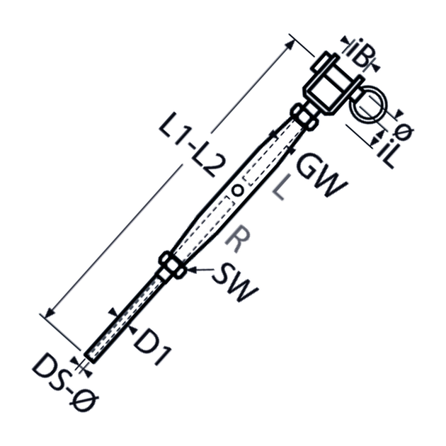 M12 Turnbuckle Fork A4 Stainless Steel