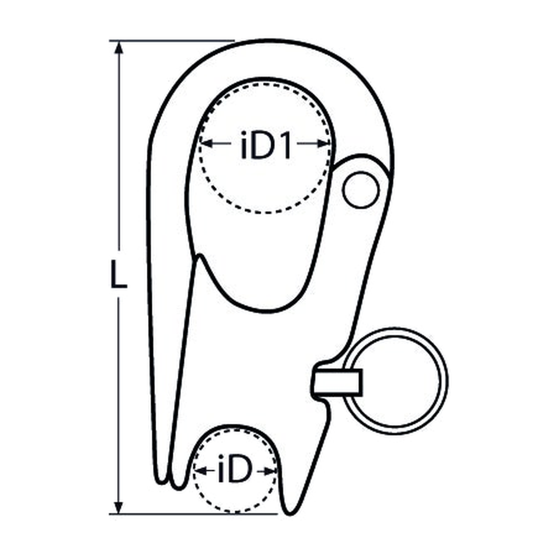 Fixed snap shackle, stainless steel