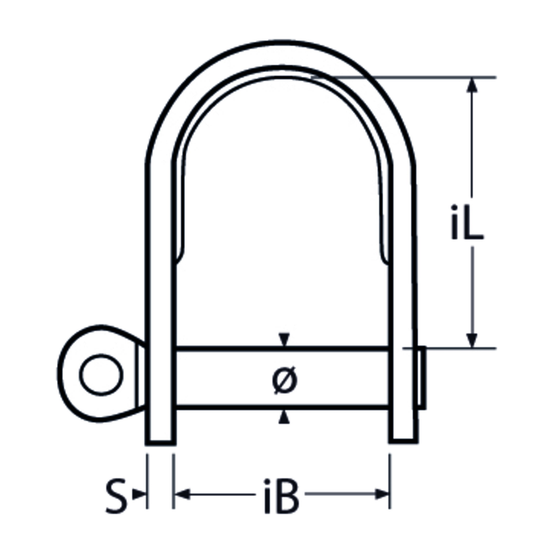Flat short shackle, stainless steel