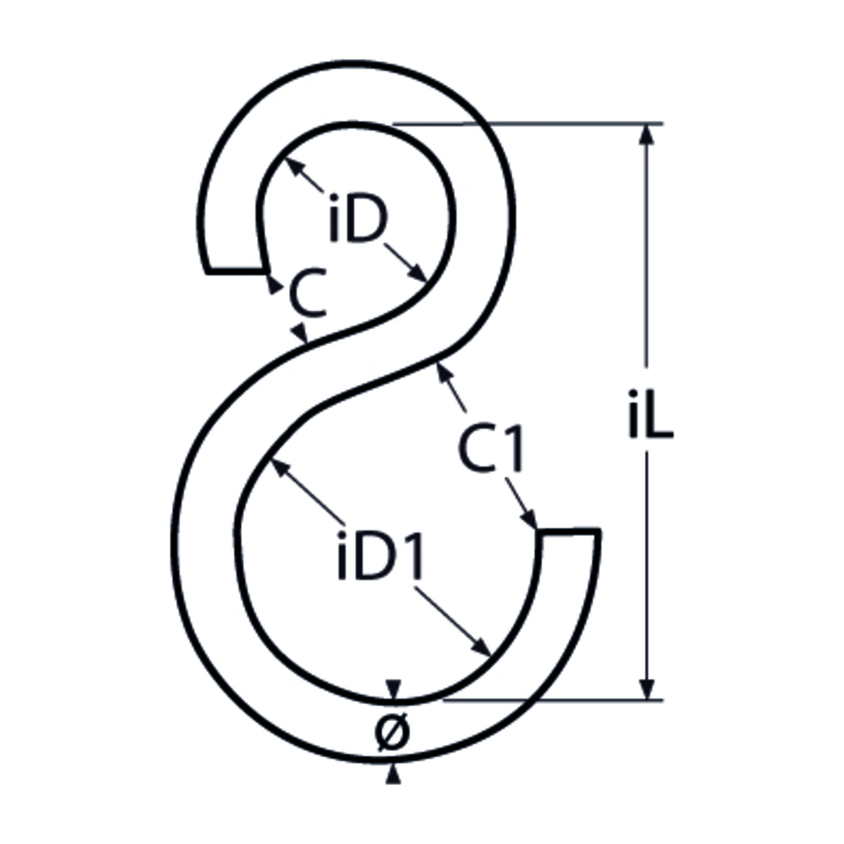 S hook, stainless steel
