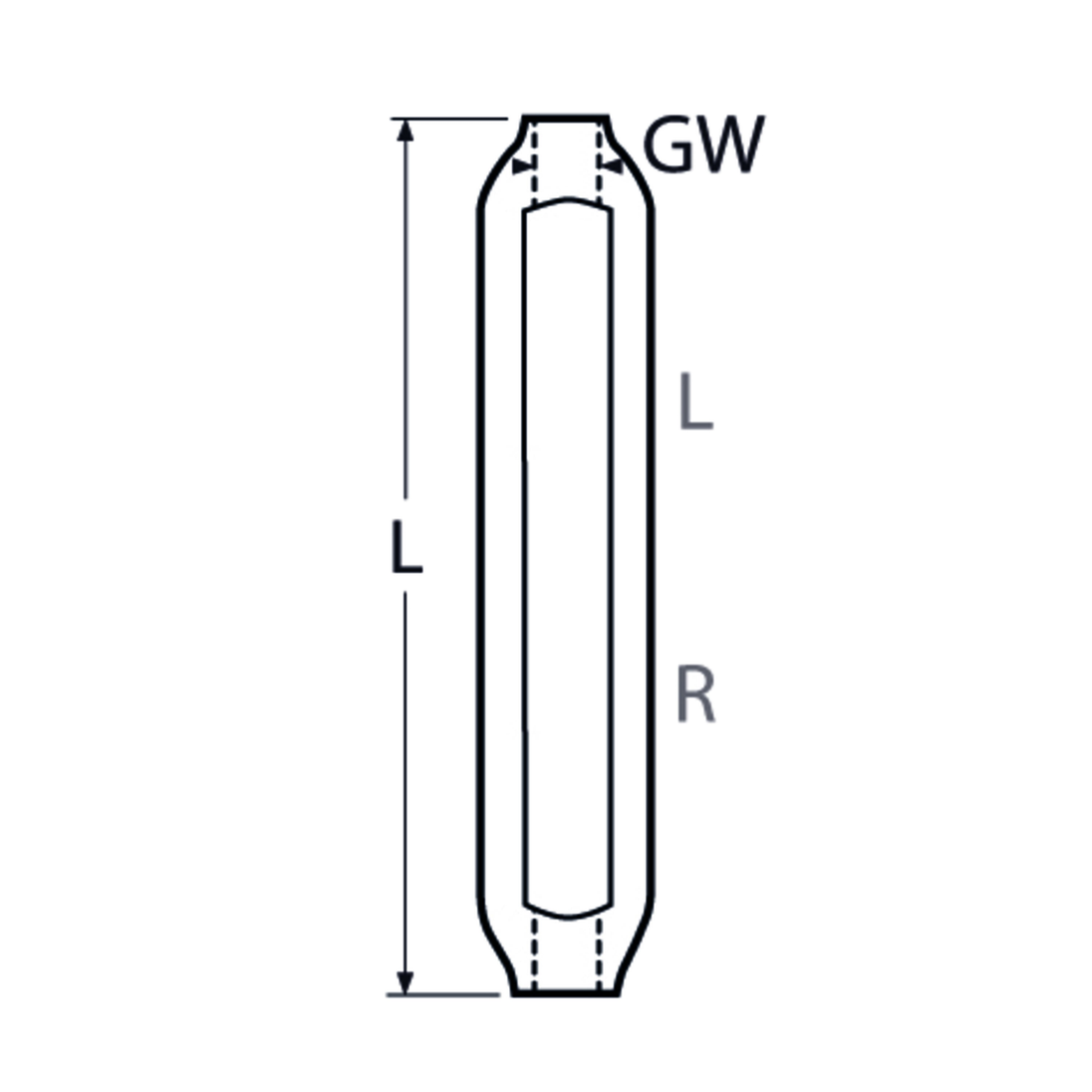 Turnbuckle body, A4 (316) stainless steel
