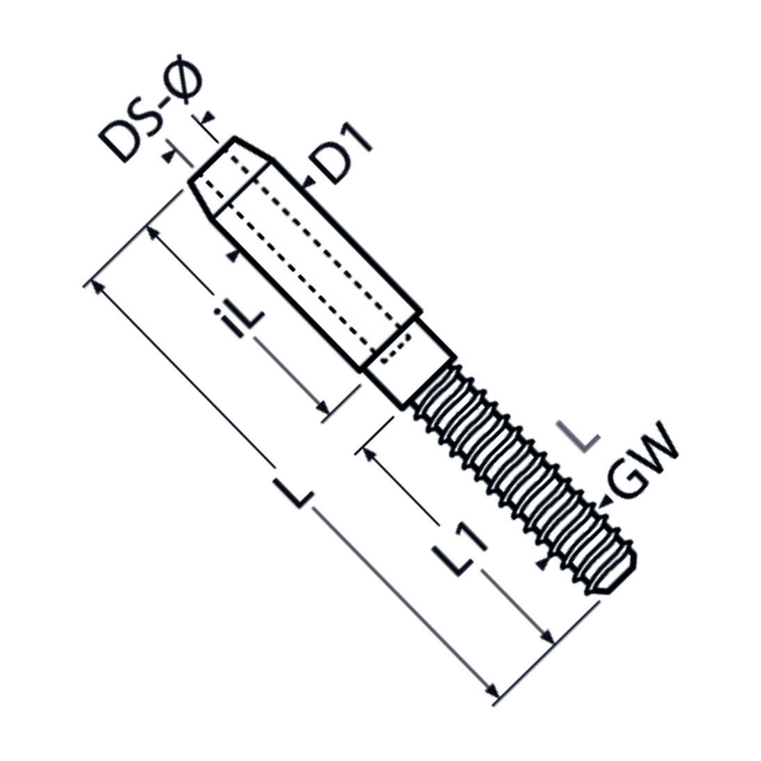 M8 Swage Stud, Left Hand Thread A2 Stainless Steel