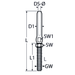 M6 Swage Stud with Nut for 3mm Wire Rope, Left Hand Thread A4 Stainless Steel