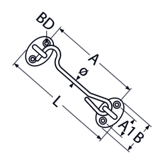 M4.4 X 50 Cabin Hook A4 Stainless Steel