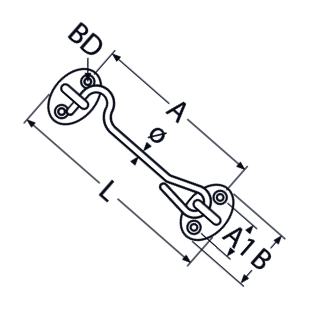 M4.4 X 50 Cabin Hook A4 Stainless Steel